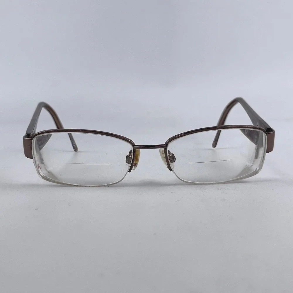Anne Klein AK5003-208 Women Eyeglasses Frame Brown Plastic Half Rim 52-17-140 mm